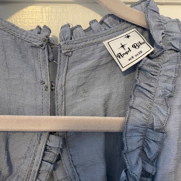 Light Blue Ruffle Mini Dress - Picture 3 of 7